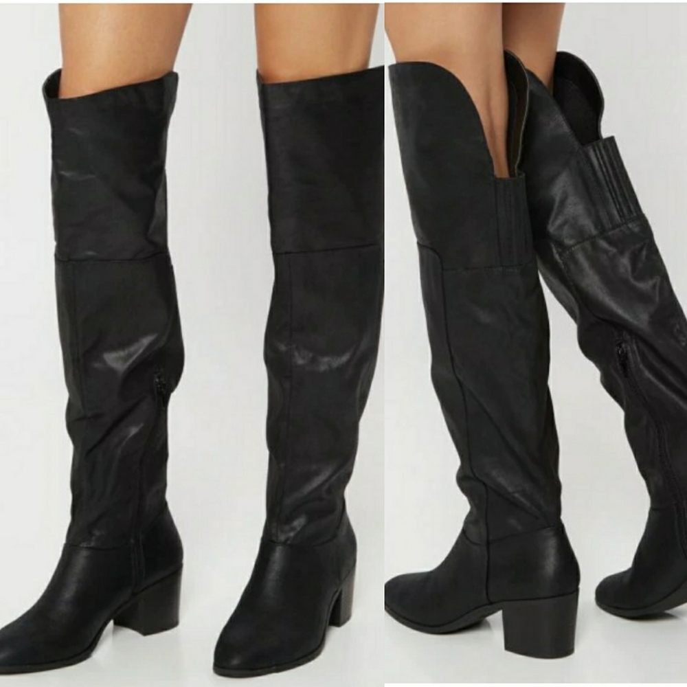 Black heeled over the knee boots